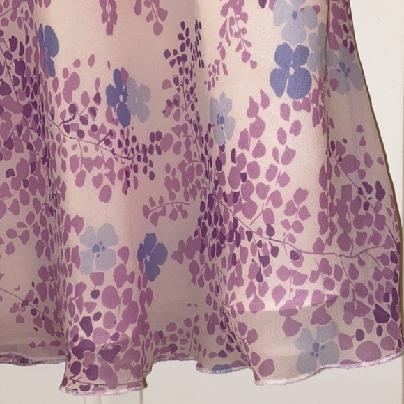 100% Silk ANN TAYLOR floral semi sheer midi skirt - Picture 6 of 6